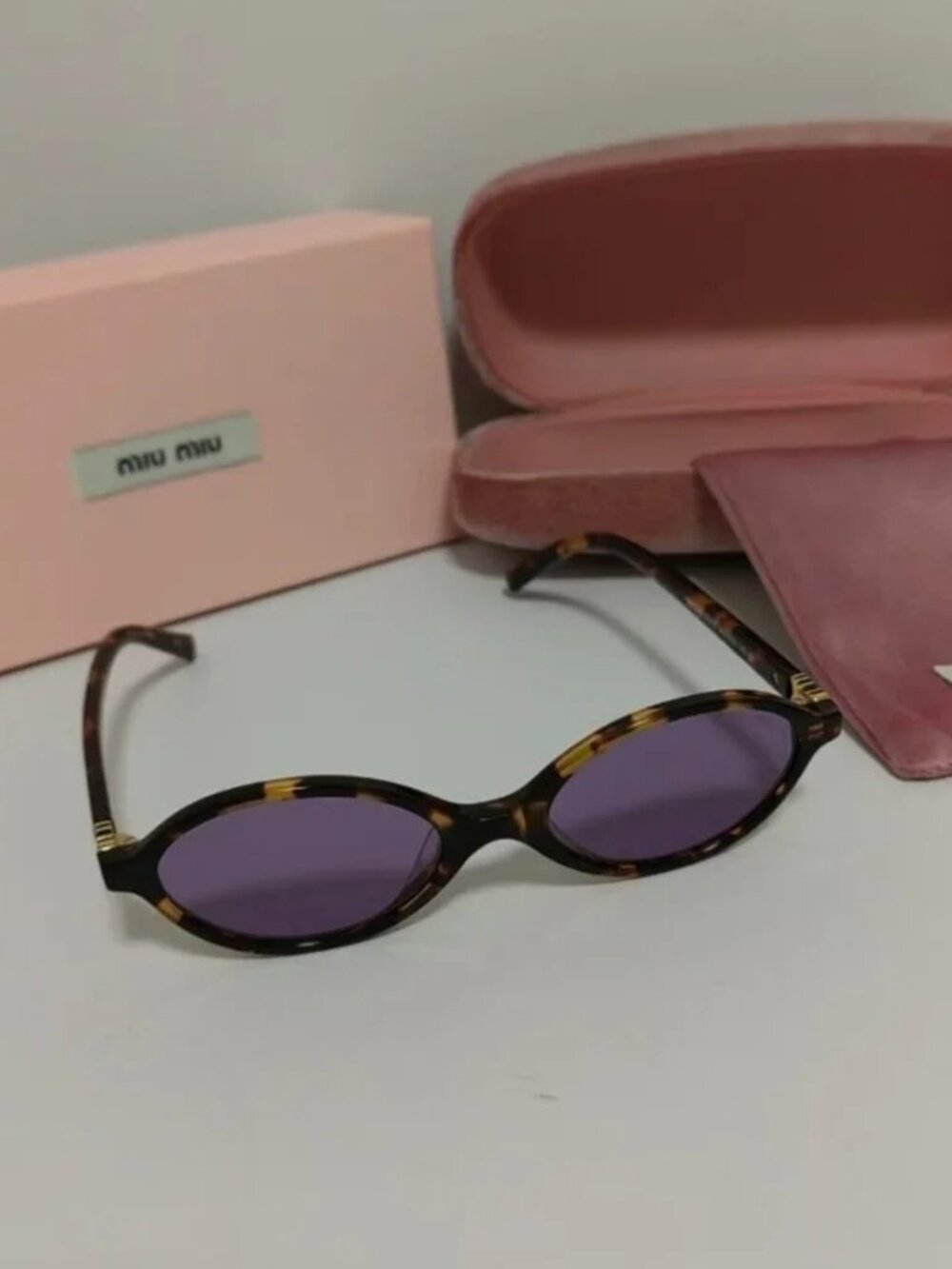 Miu Miu Oval Tortoiseshell Frame Sunglasses - Picture 2 of 7